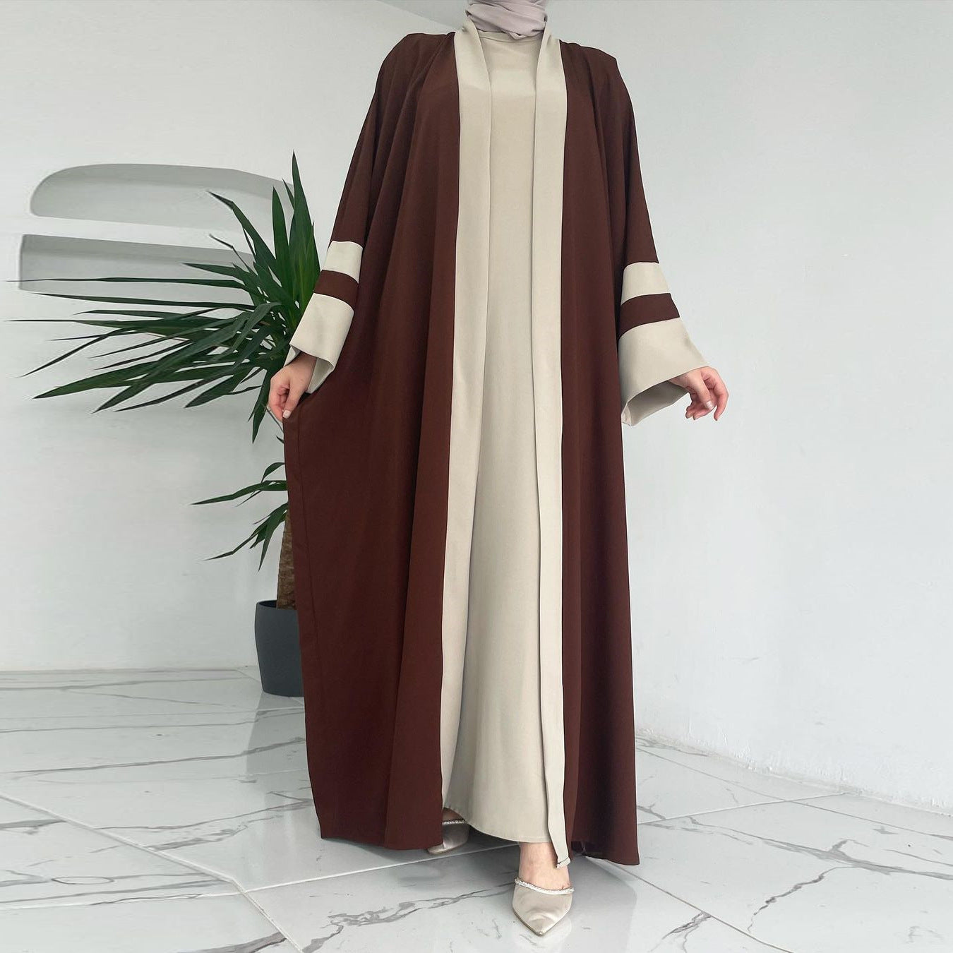 Ensemble Abaya Deux-pièces Longue pour Femmes Musulmanes
