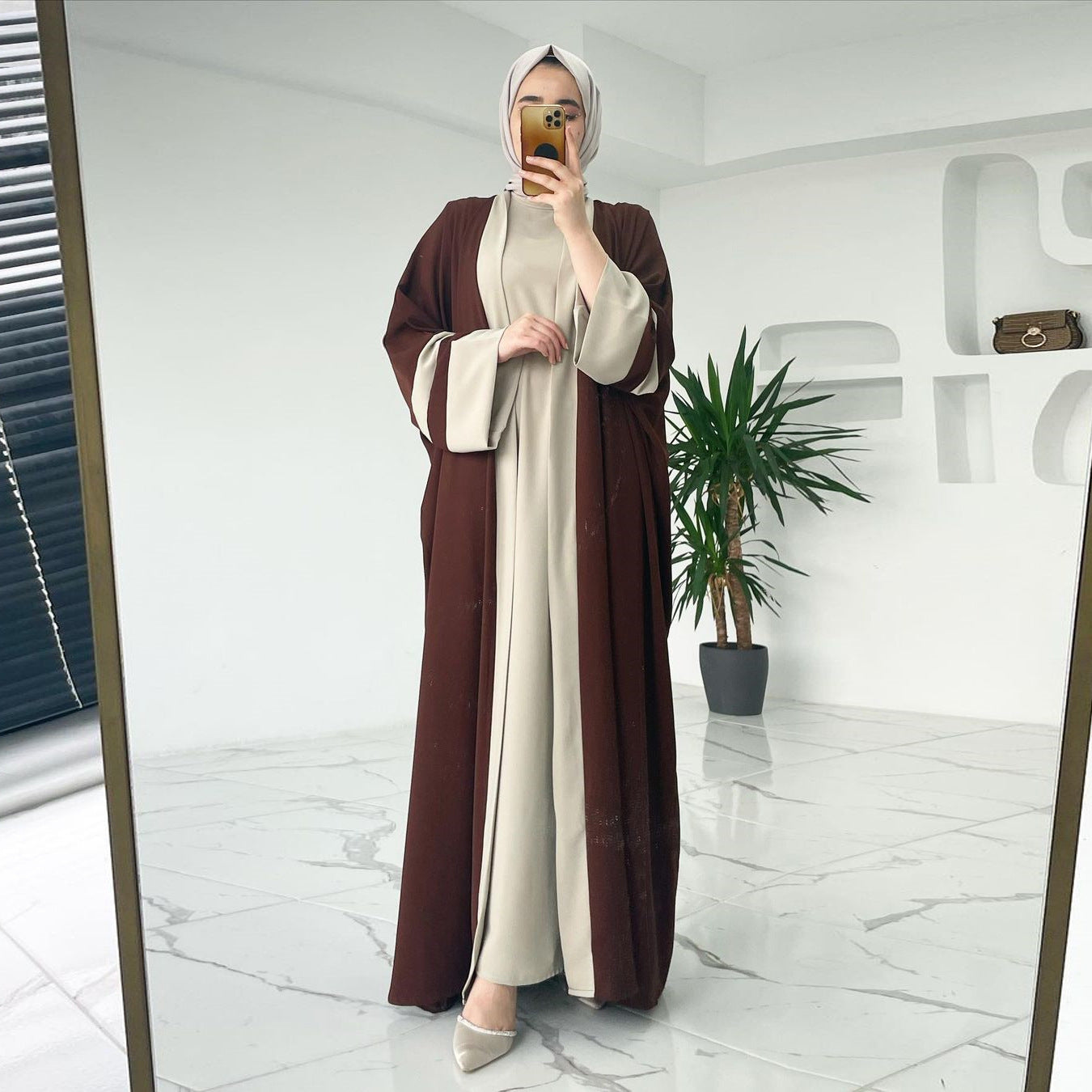Ensemble Abaya Deux-pièces Longue pour Femmes Musulmanes