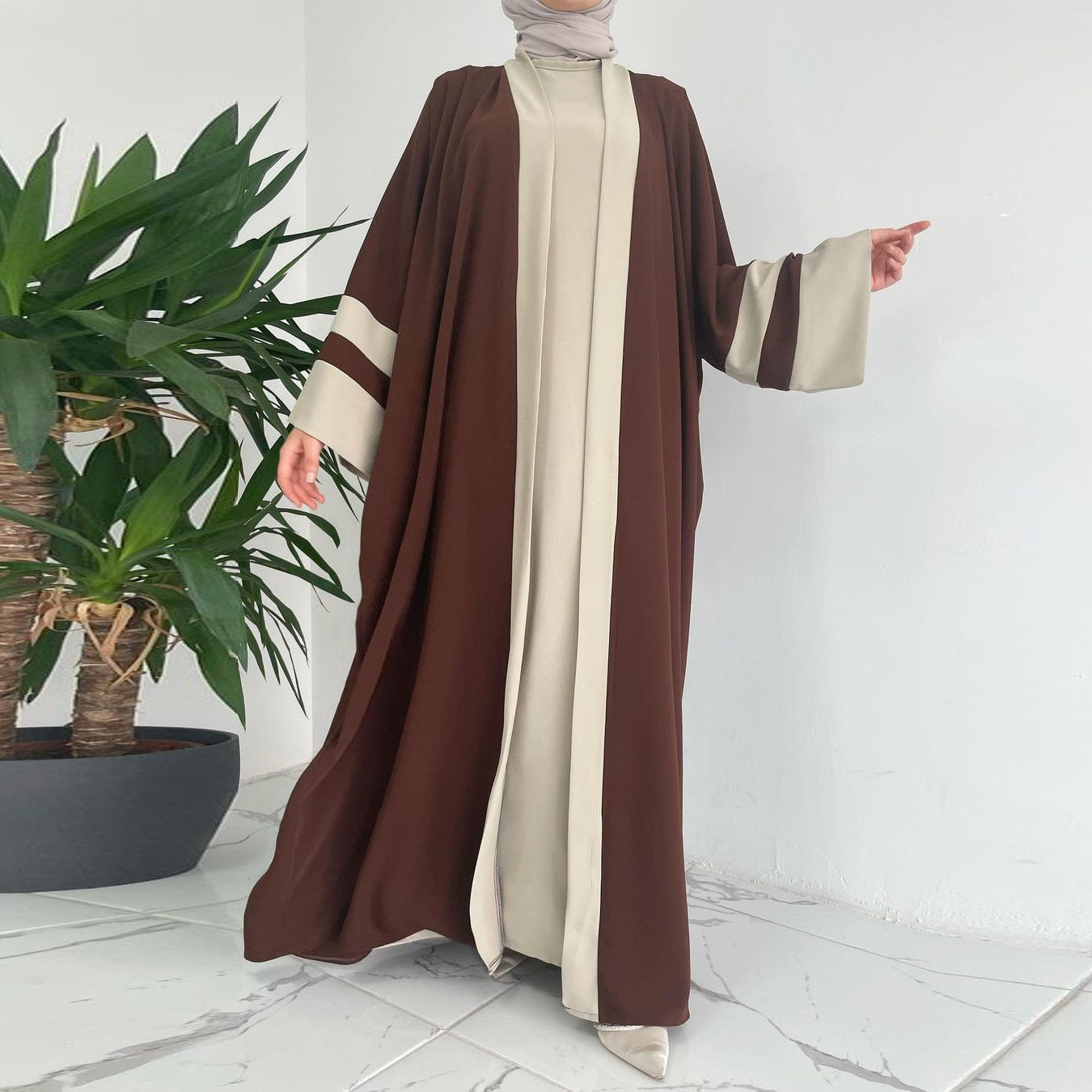 Ensemble Abaya Deux-pièces Longue pour Femmes Musulmanes