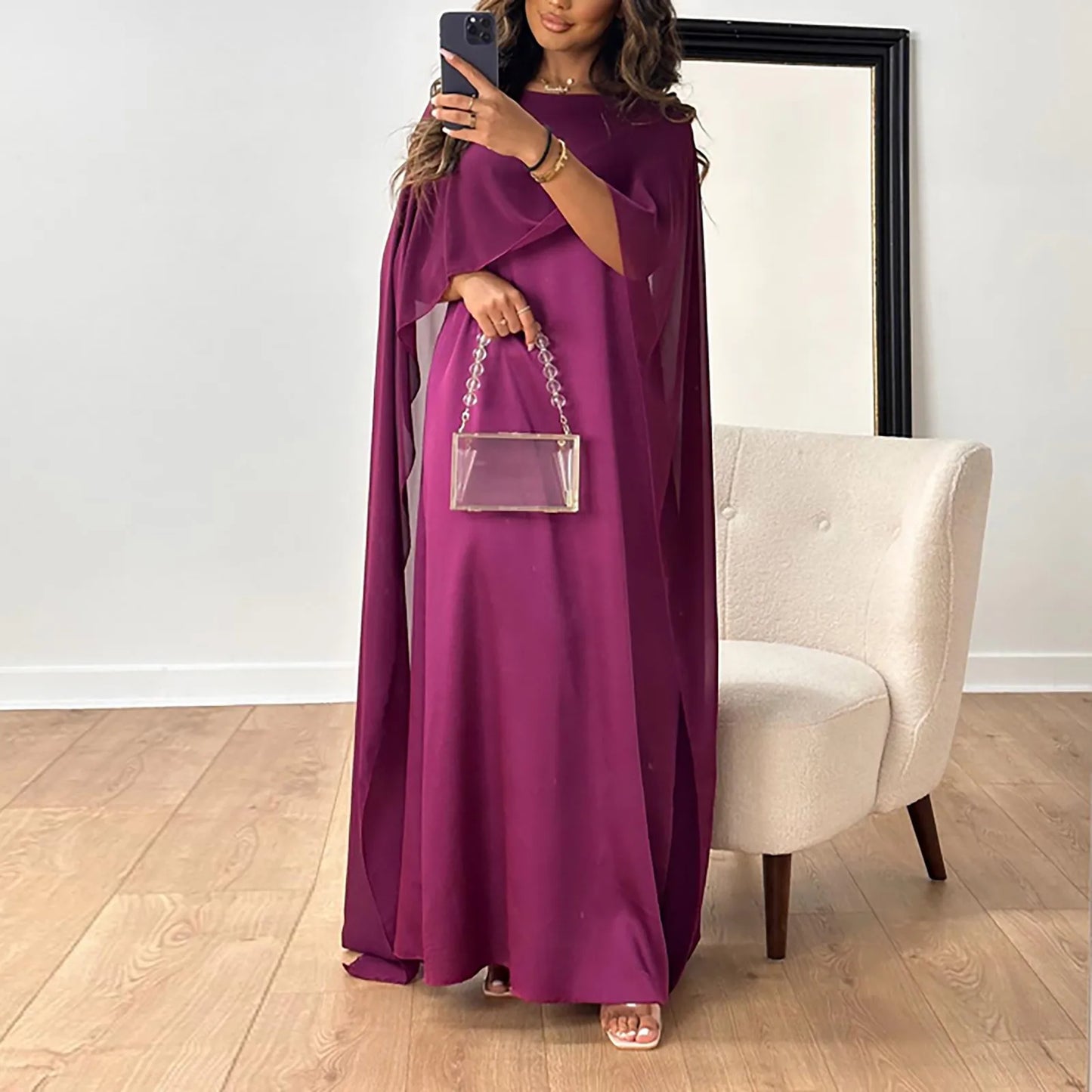 Robe longue mousseline de soie femme, kebaya musulmane, robe éducative
