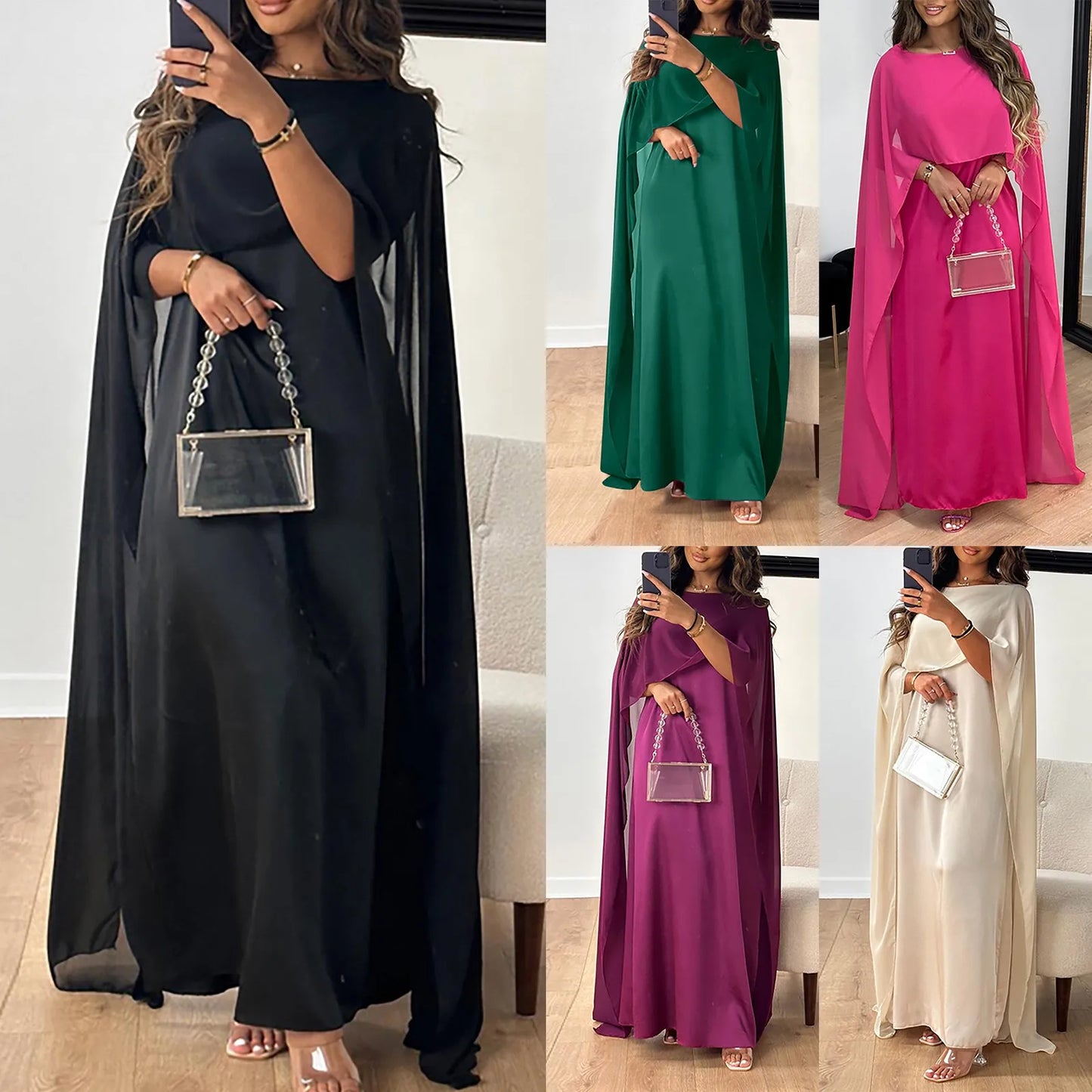 Robe longue mousseline de soie femme, kebaya musulmane, robe éducative