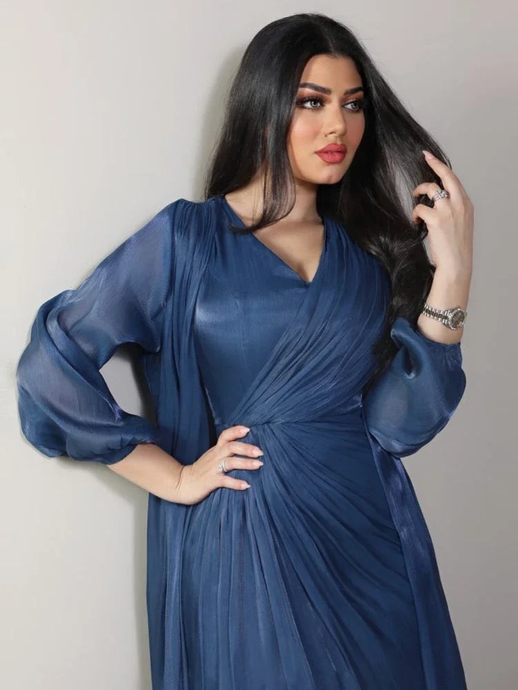 Abaya satinée pour femme, robe de soirée marocaine, caftan Eid, outfit élégant