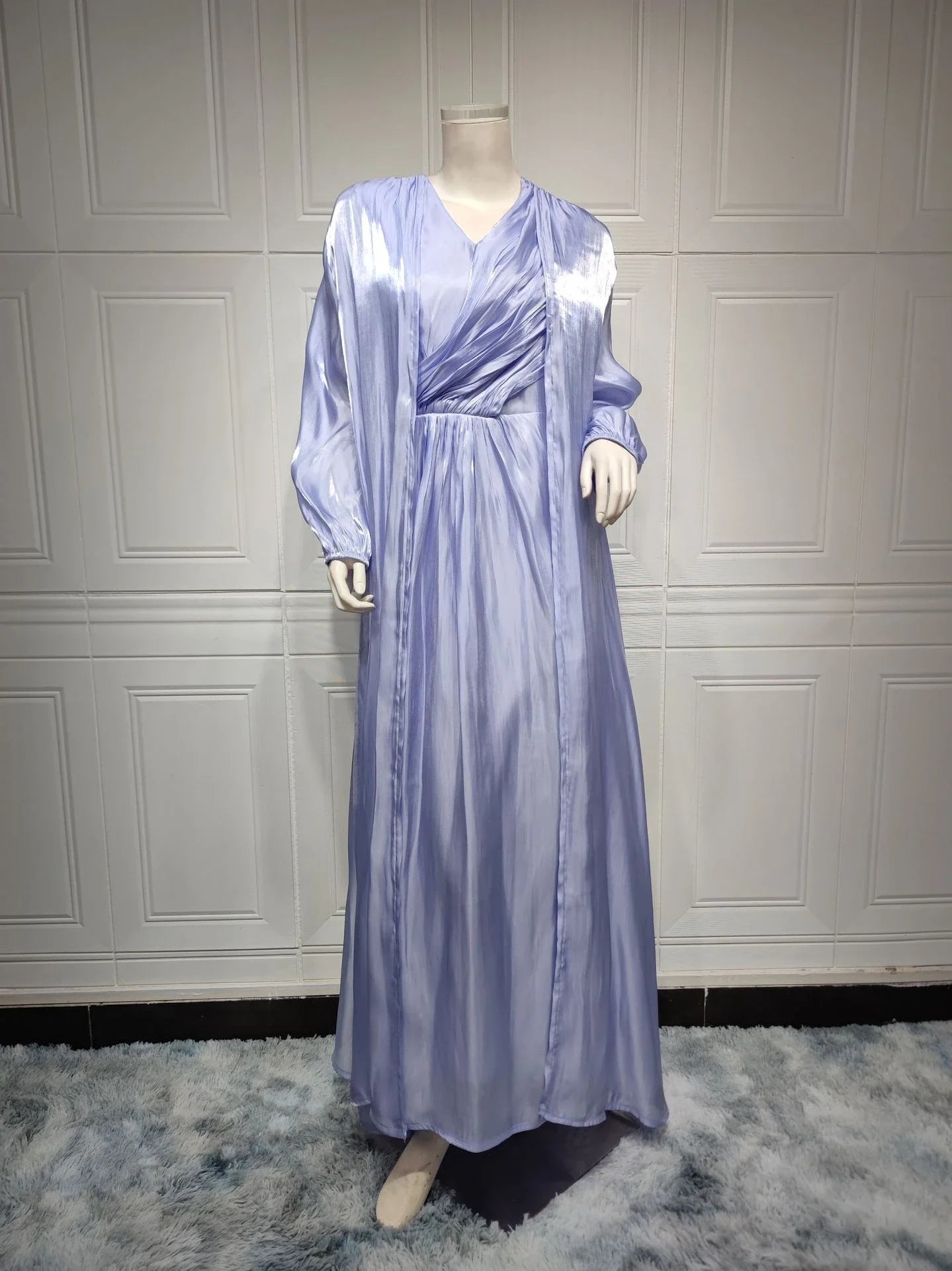 Abaya satinée pour femme, robe de soirée marocaine, caftan Eid, outfit élégant