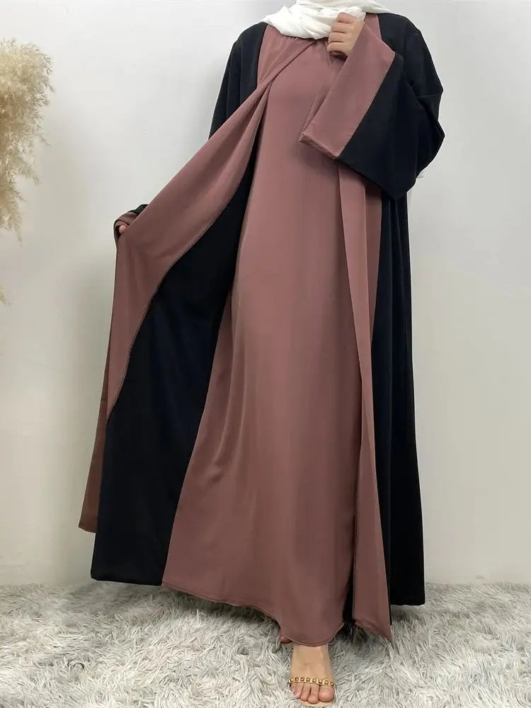 Abaya musulmane luxe femmes - faux deux pièces, caftan islamique