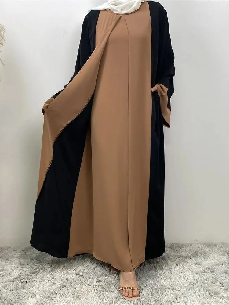 Abaya musulmane luxe femmes - faux deux pièces, caftan islamique