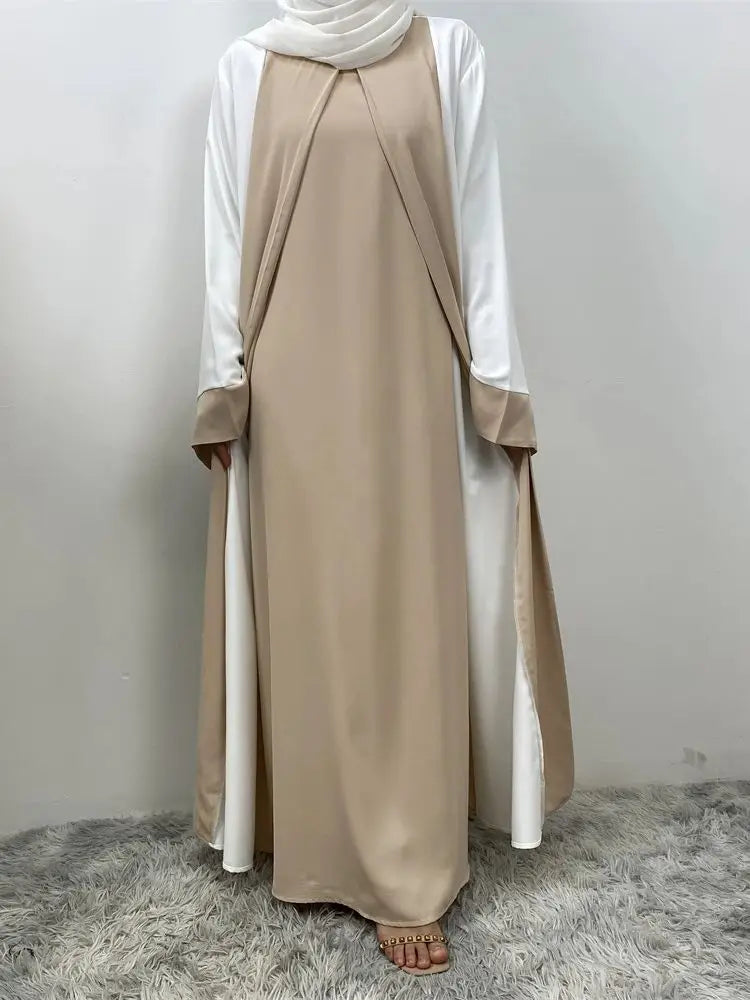 Abaya musulmane luxe femmes - faux deux pièces, caftan islamique