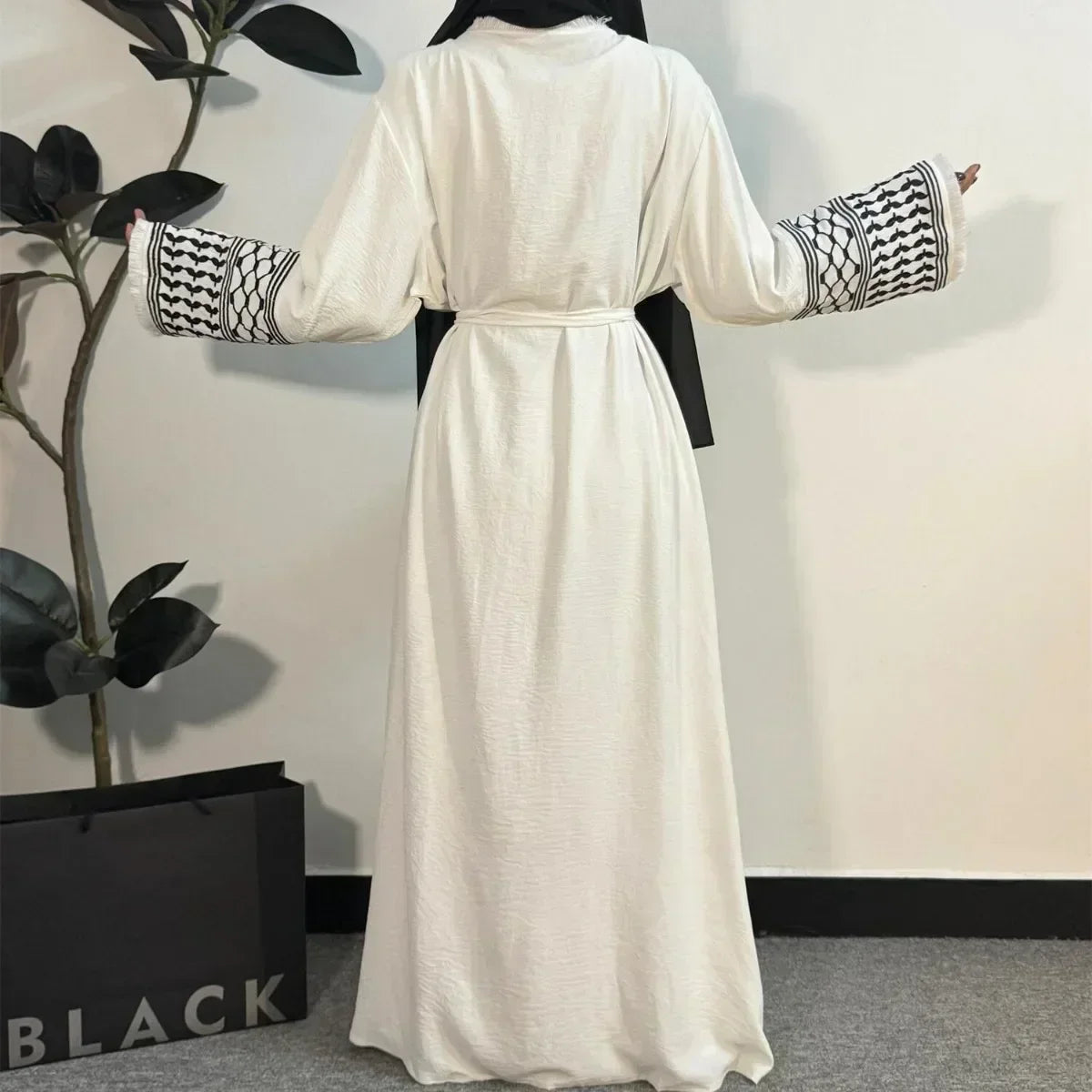 Robe maxi musulmane à manches longues, cardigan ouvert - Vêtements pour femmes