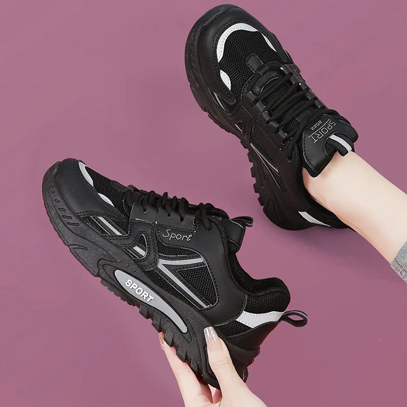 Baskets légères à lacets pour femmes, chaussures de course respirantes