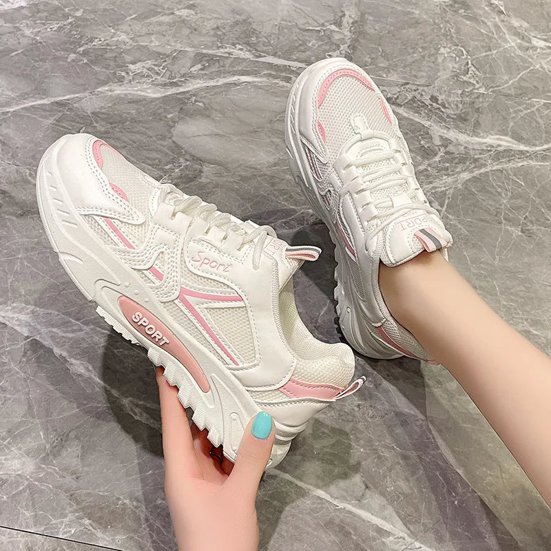 Baskets légères à lacets pour femmes, chaussures de course respirantes
