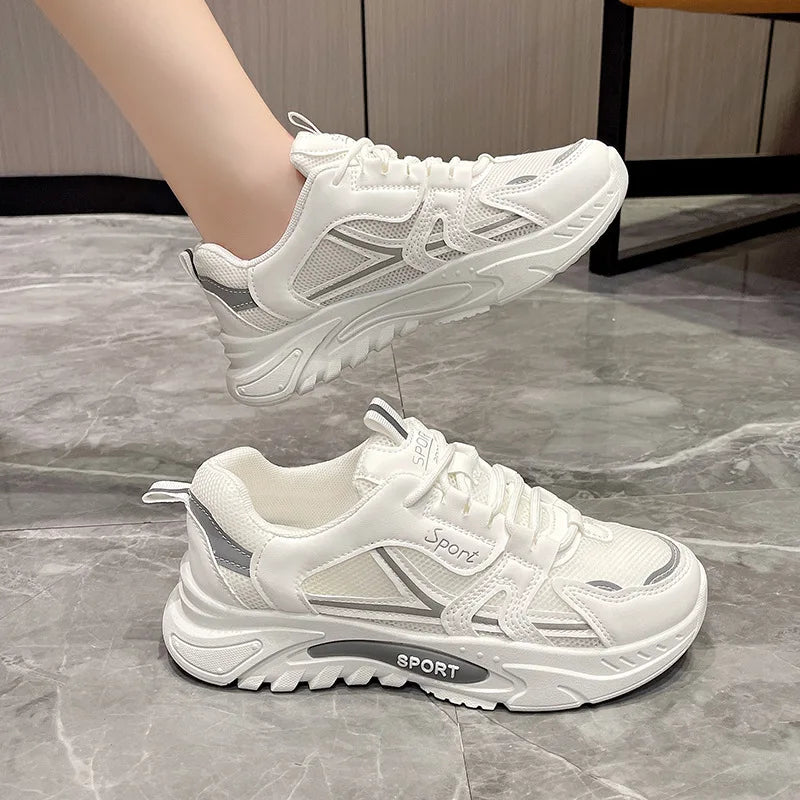 Baskets légères à lacets pour femmes, chaussures de course respirantes