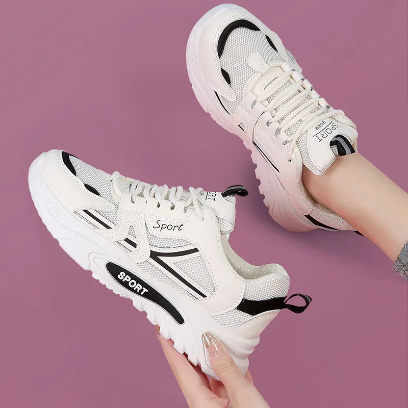 Baskets légères à lacets pour femmes, chaussures de course respirantes