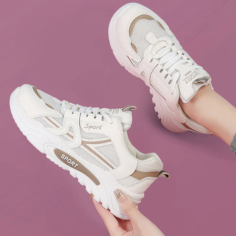 Baskets légères à lacets pour femmes, chaussures de course respirantes