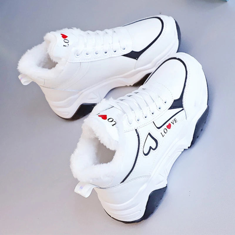 Chaussures d'hiver à plateforme pour femmes, chaudes et confortables