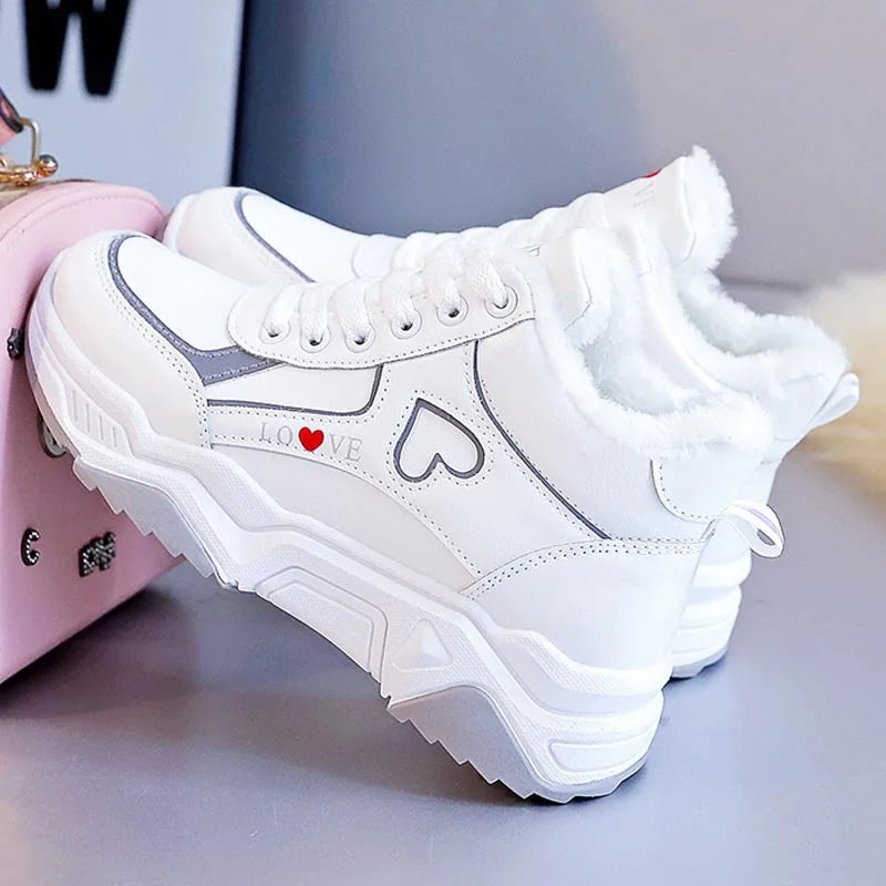 Chaussures d'hiver à plateforme pour femmes, chaudes et confortables