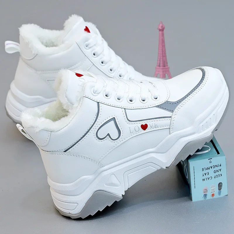 Chaussures d'hiver à plateforme pour femmes, chaudes et confortables