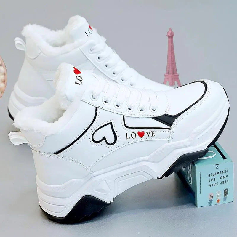 Chaussures d'hiver à plateforme pour femmes, chaudes et confortables