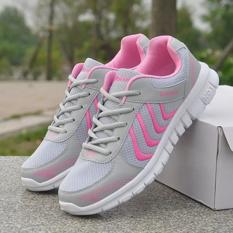 Baskets de sport pour femmes en maille respirante - Chaussures de tennis à lacets