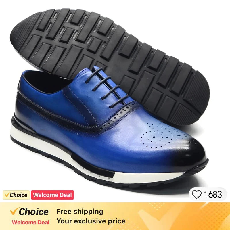 Baskets cuir naturel hommes - Chaussures plates automne