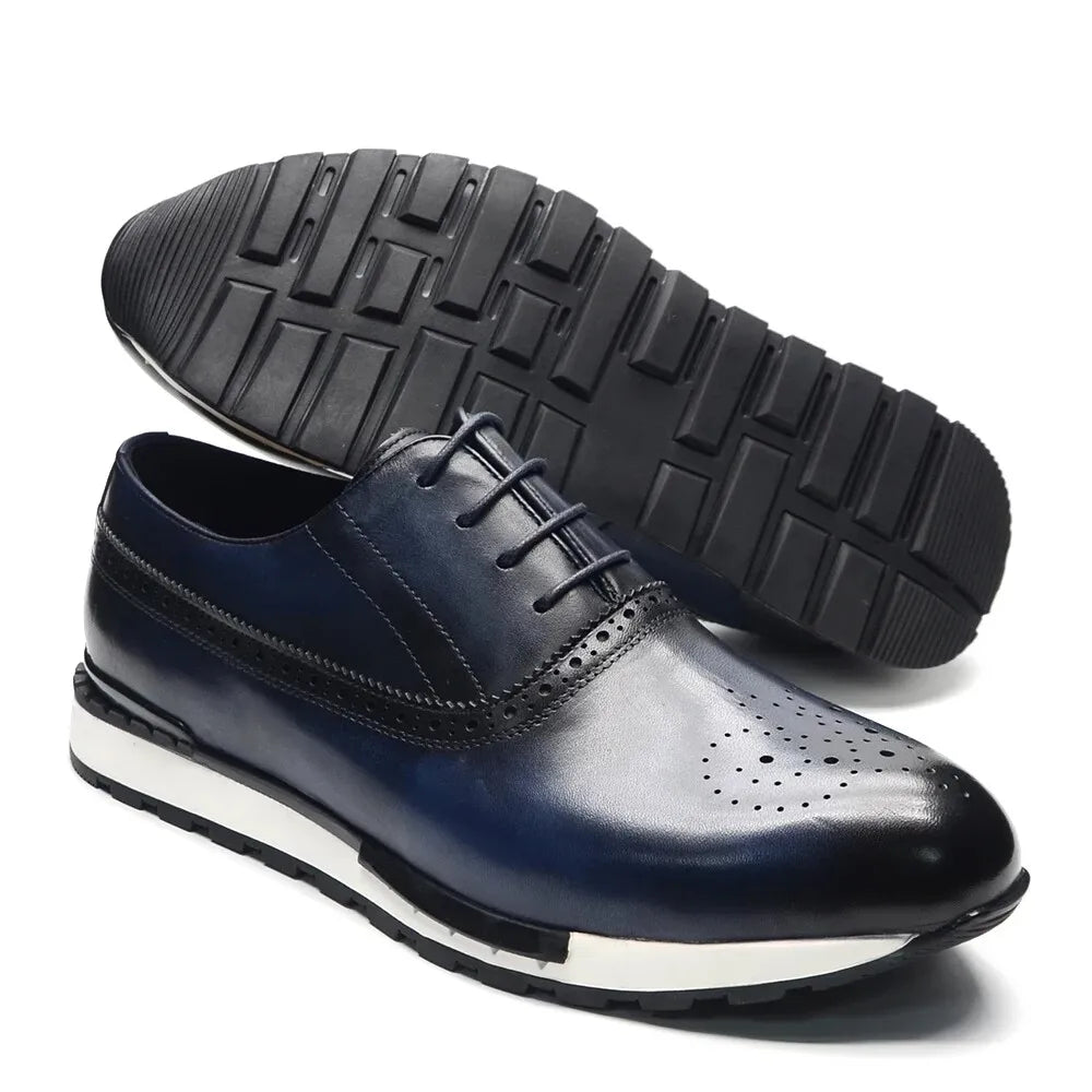 Baskets cuir naturel hommes - Chaussures plates automne
