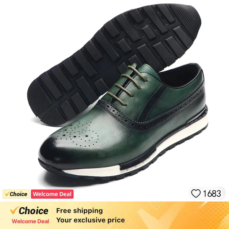 Baskets cuir naturel hommes - Chaussures plates automne