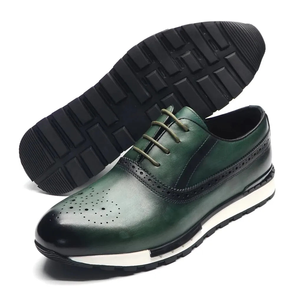 Baskets cuir naturel hommes - Chaussures plates automne