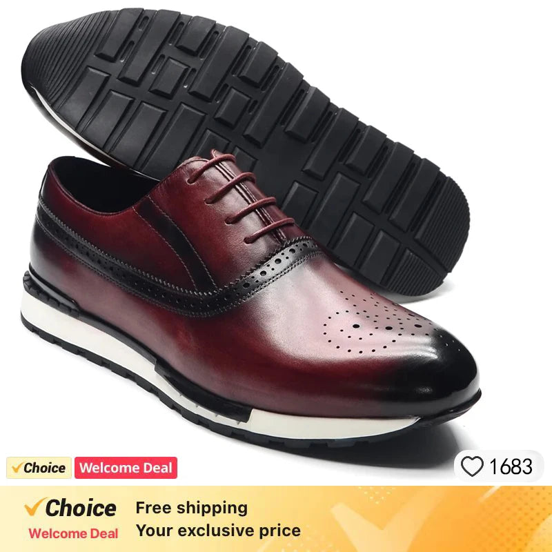 Baskets cuir naturel hommes - Chaussures plates automne