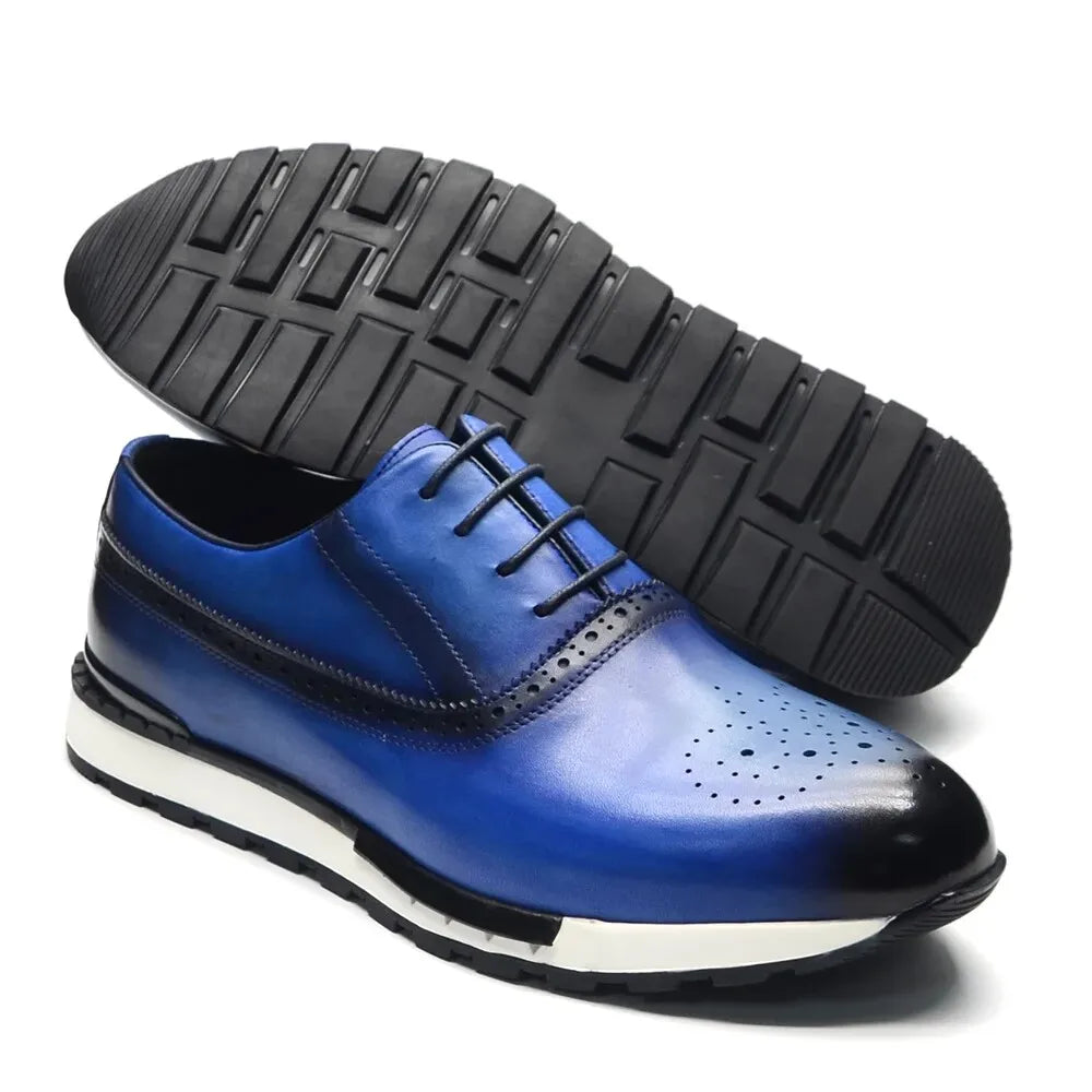 Baskets cuir naturel hommes - Chaussures plates automne