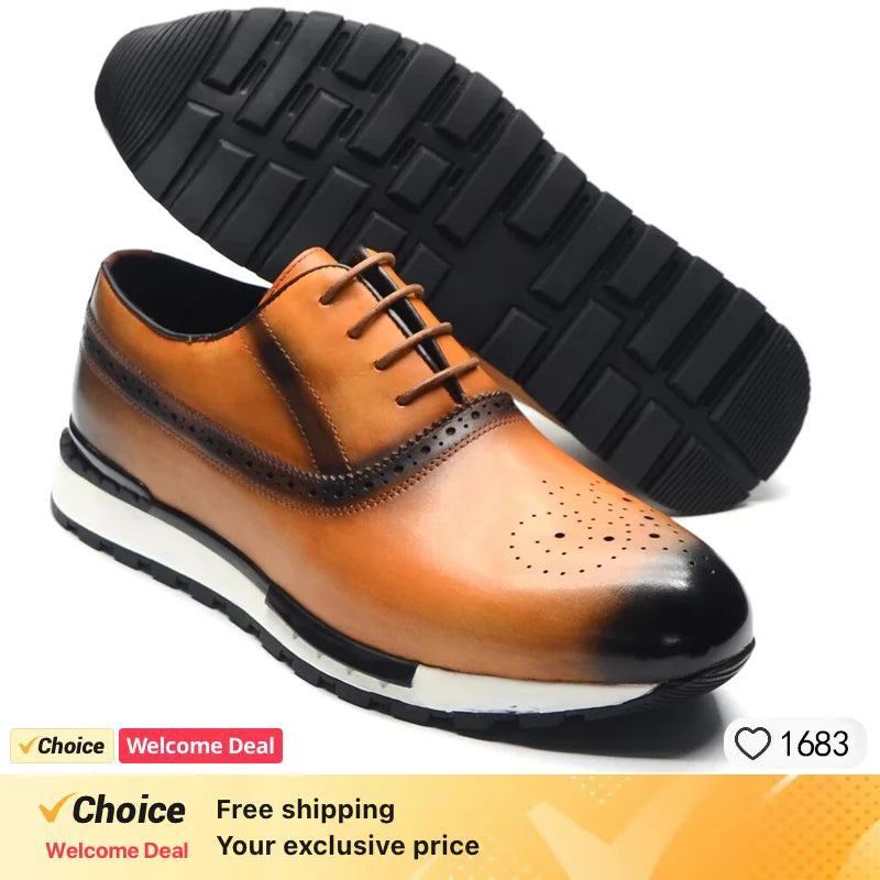 Baskets cuir naturel hommes - Chaussures plates automne