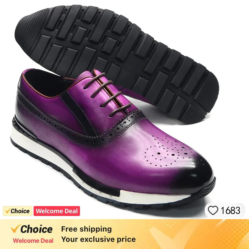 Baskets cuir naturel hommes - Chaussures plates automne
