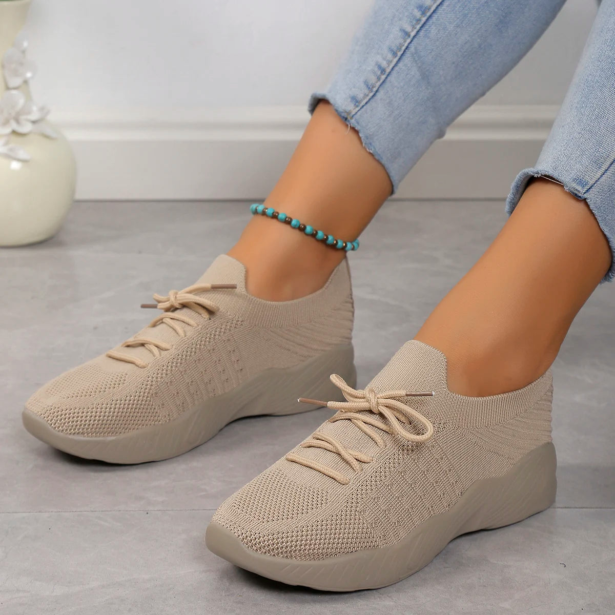 Baskets à lacets en maille respirante pour femmes