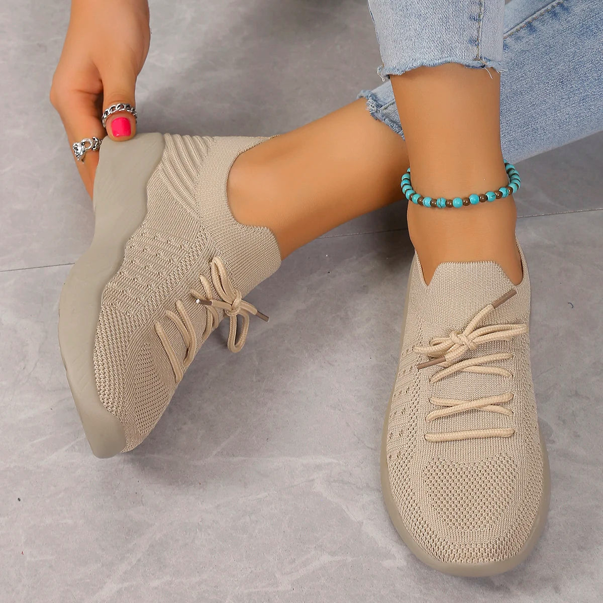 Baskets à lacets en maille respirante pour femmes
