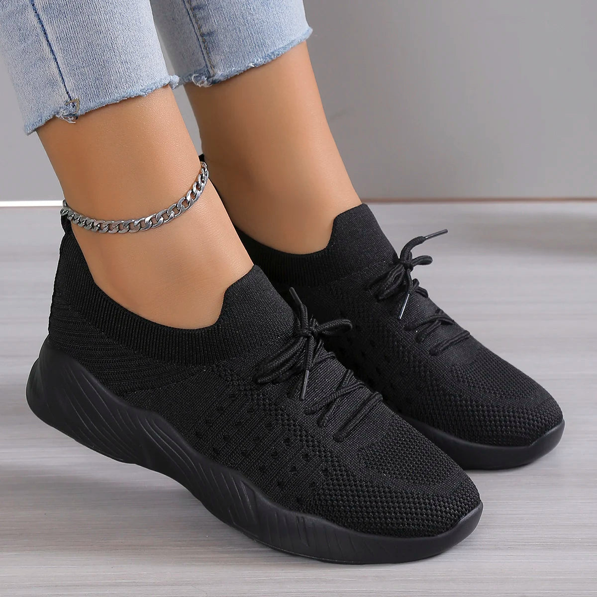 Baskets à lacets en maille respirante pour femmes