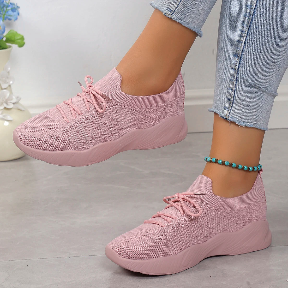 Baskets à lacets en maille respirante pour femmes