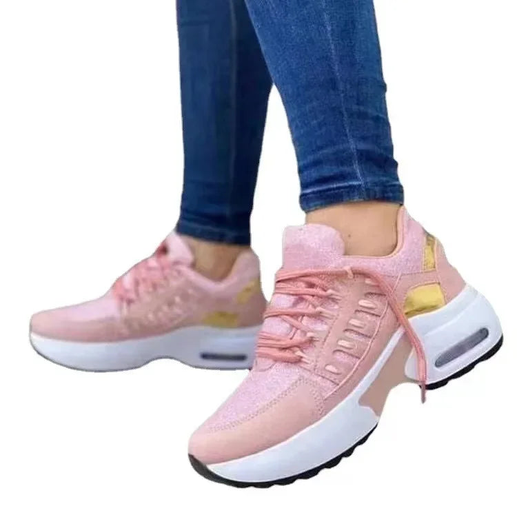 Baskets plateforme femmes maille lacets canisés mode 2024
