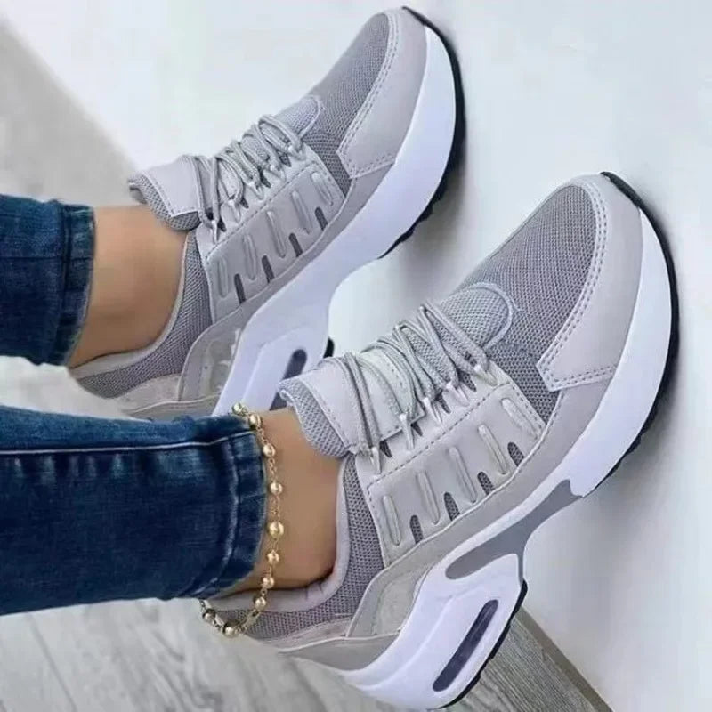 Baskets plateforme femmes maille lacets canisés mode 2024