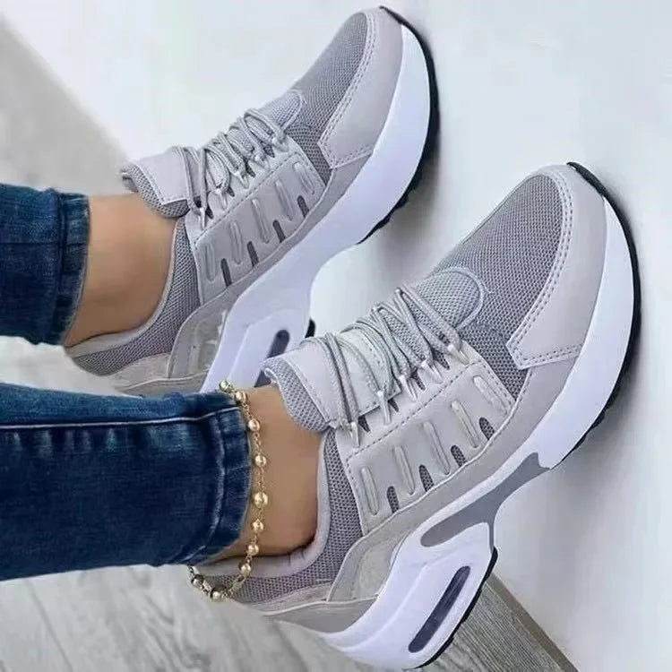 Baskets plateforme femmes maille lacets canisés mode 2024