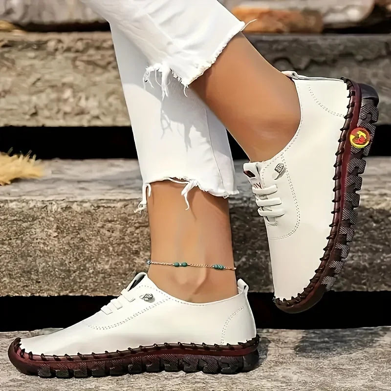 Baskets cuir femmes spinales confortables plateforme