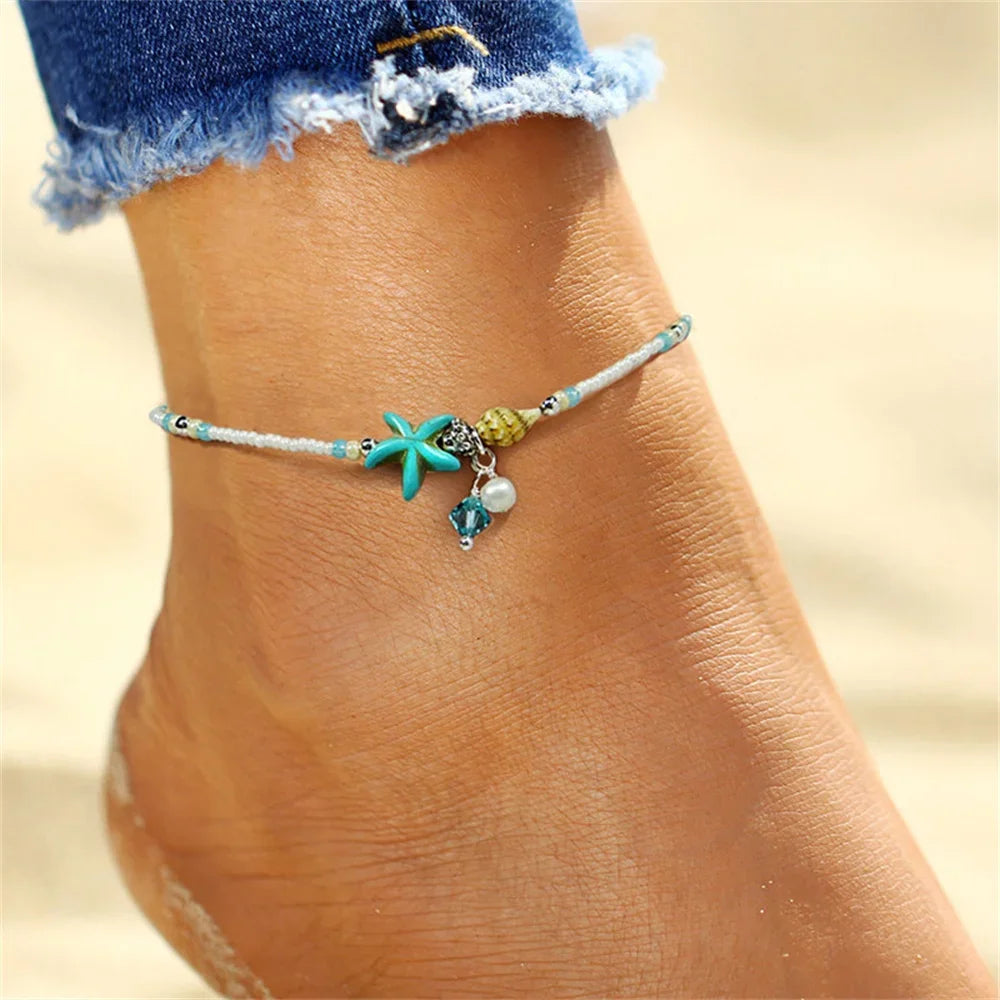 Bracelet de cheville coquillage pour plage - Bijoux été femme