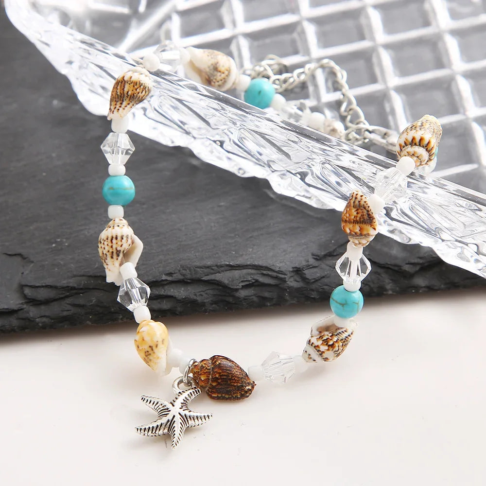 Bracelet de cheville coquillage pour plage - Bijoux été femme