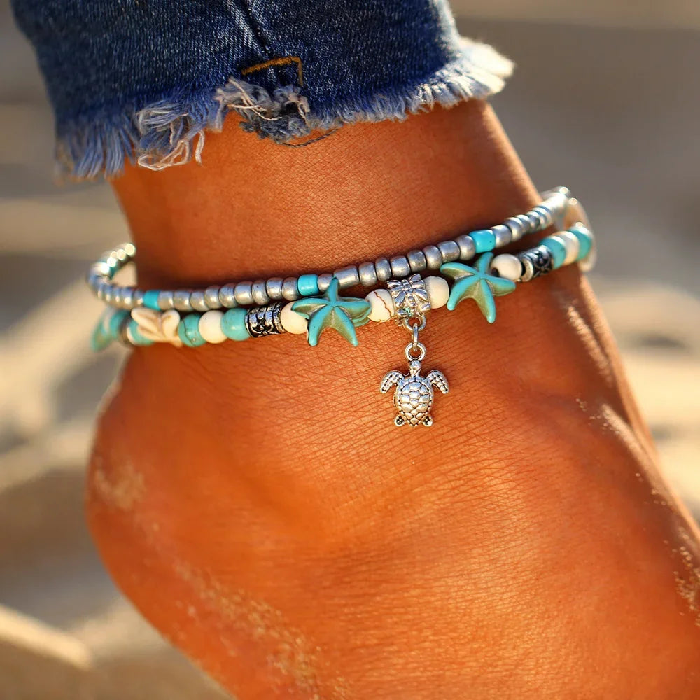 Bracelet de cheville coquillage pour plage - Bijoux été femme