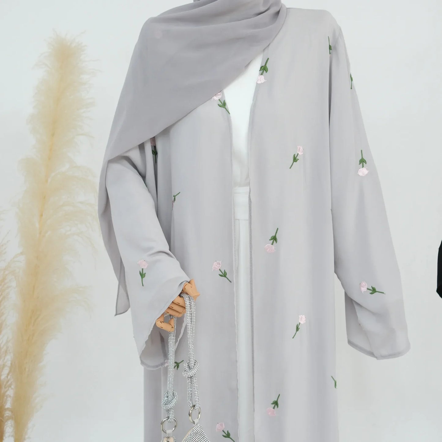 Cardigan brodé de fleurs pour femmes, Kimono Aabaya