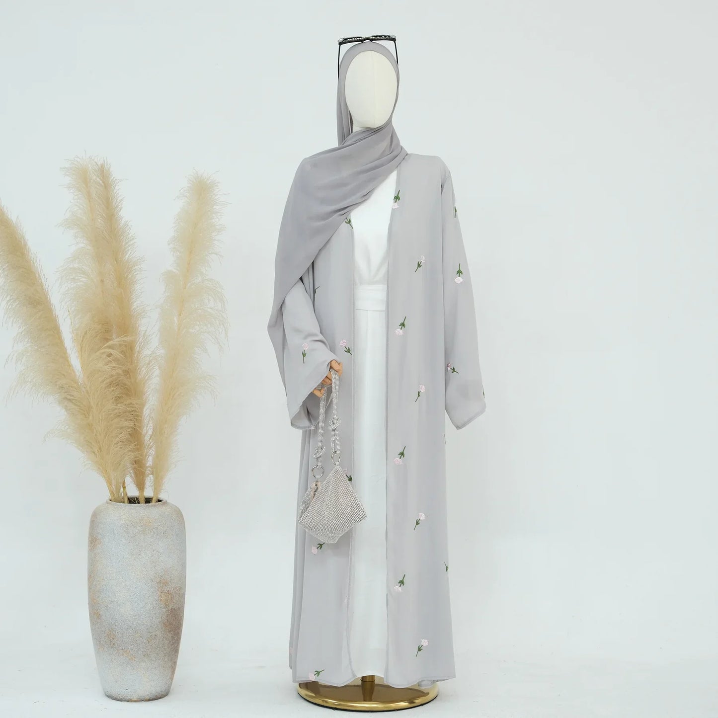 Cardigan brodé de fleurs pour femmes, Kimono Aabaya