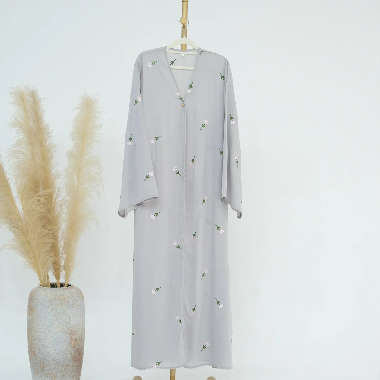 Cardigan brodé de fleurs pour femmes, Kimono Aabaya