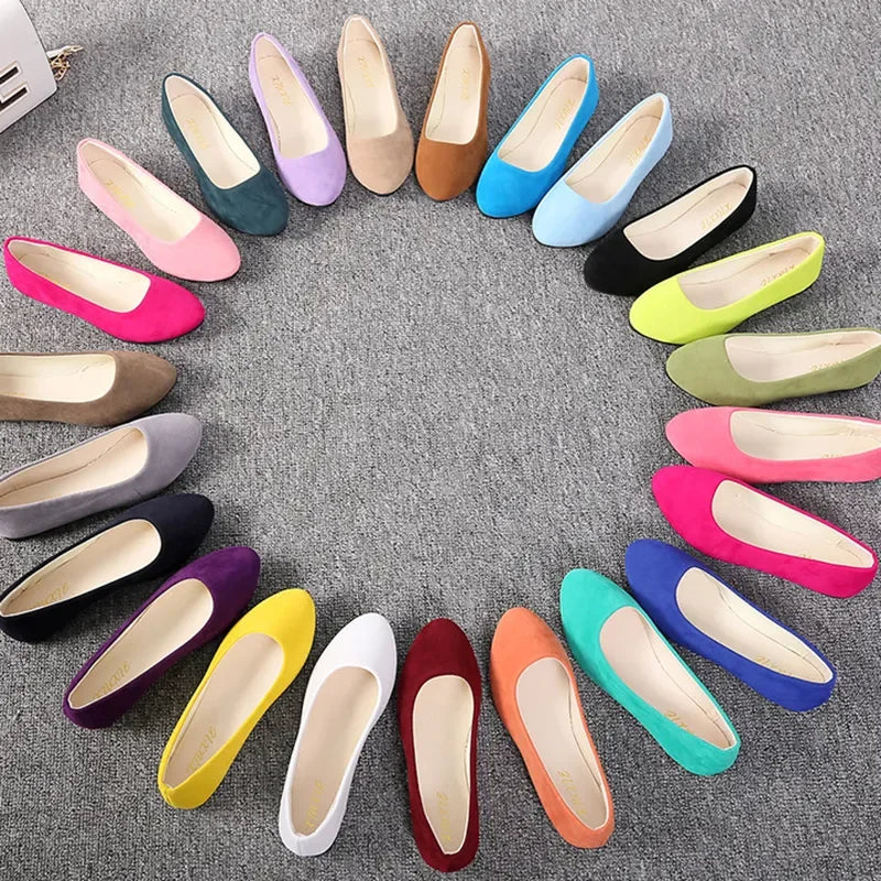 Chaussures plates en faux daim pour femmes, style mocassins noirs - 539