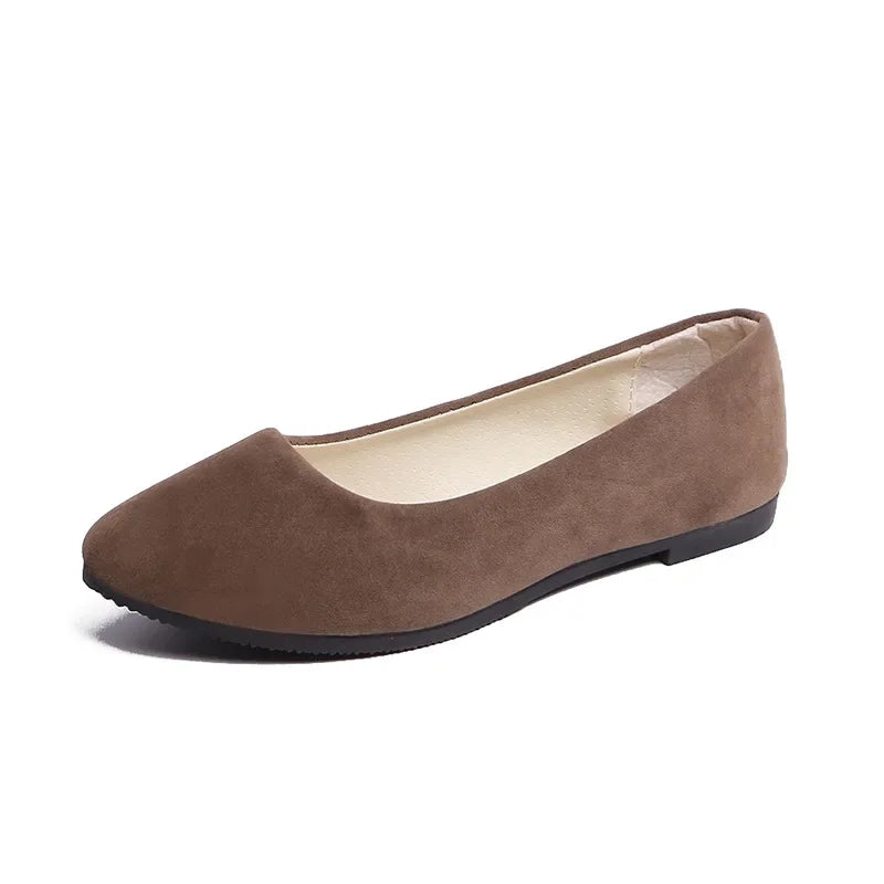 Chaussures plates en faux daim pour femmes, style mocassins noirs - 539