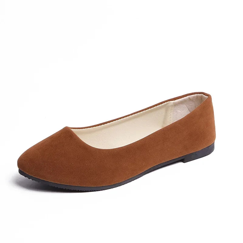 Chaussures plates en faux daim pour femmes, style mocassins noirs - 539