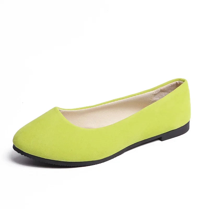 Chaussures plates en faux daim pour femmes, style mocassins noirs - 539