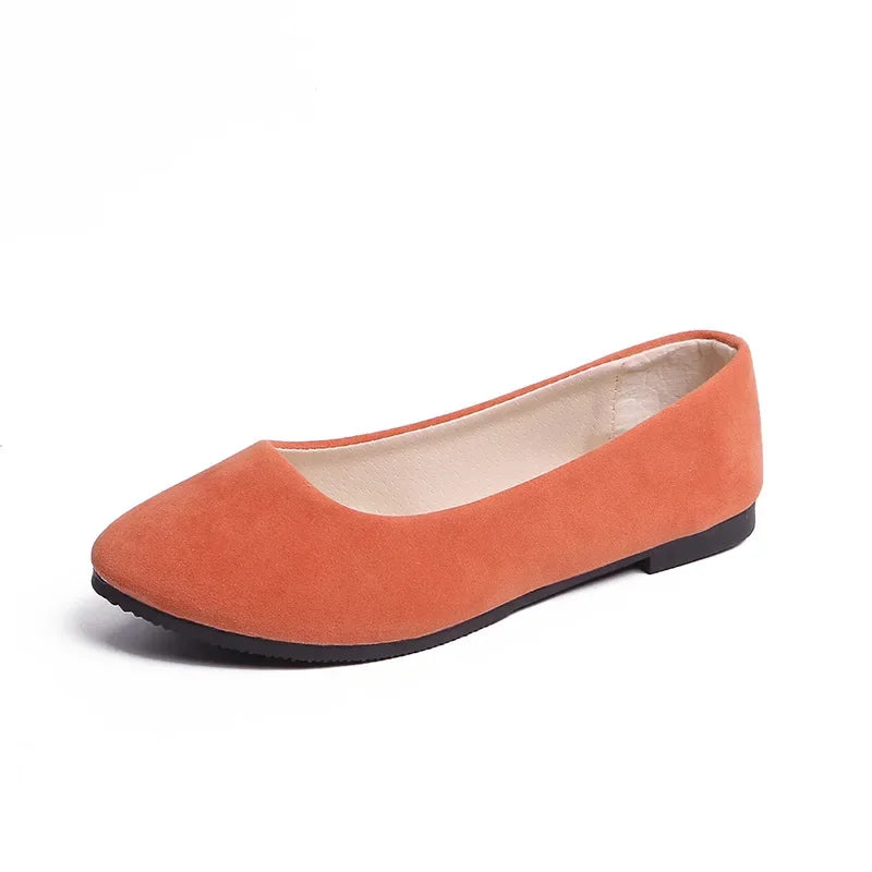 Chaussures plates en faux daim pour femmes, style mocassins noirs - 539