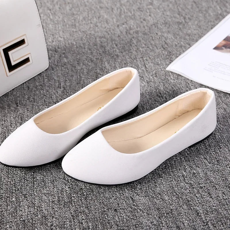Chaussures plates en faux daim pour femmes, style mocassins noirs - 539