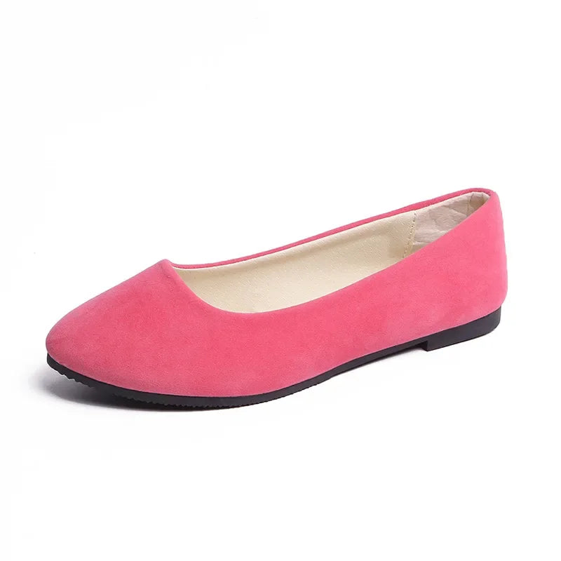Chaussures plates en faux daim pour femmes, style mocassins noirs - 539